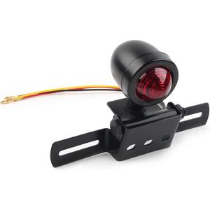 Cnaloo12 License Plate Holder Brake Lamp Tail Stop Light ABS Black Motorbike For Universal Street Bike Scooter Cruiser Chopper
