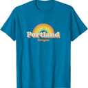 Retro Portland Oregon T Shirt Vintage 70s Rainbow Tee Design T-Shirt, Size: 3XL