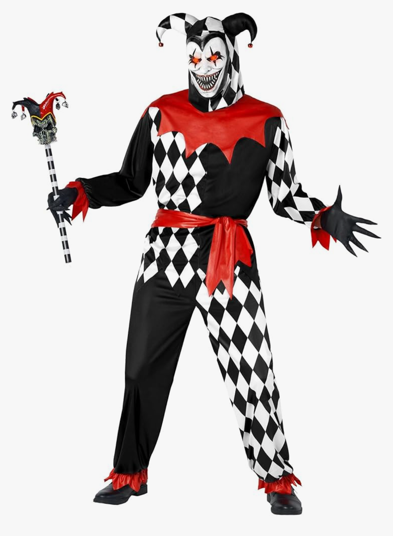 Morph Light Up Mask Jester Costume For Men Court Jester Costume Men Adult Evil Jester Costume Adult Evil Jester Costume, M