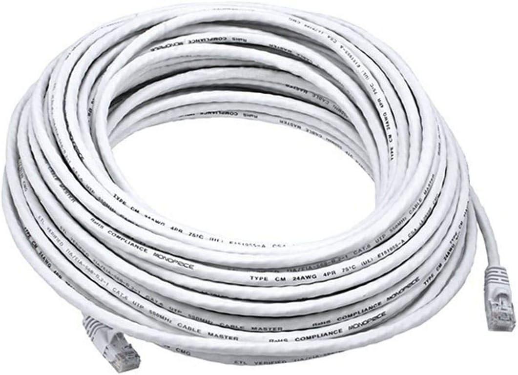 Monoprice 75FT 24AWG Cat6 550MHz UTP Ethernet Bare Copper Network Cable - White