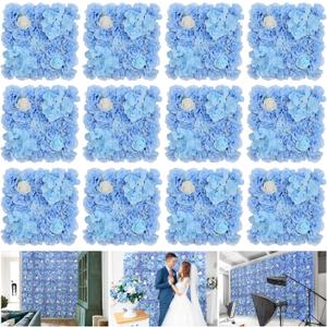 Artificial Flower Wall Panel 15*15inches -12 Pack Silk Rose Hydrangea 3D Flower Wall Dcor Backdrop for Wedding Arrangement Wall Background Party Panel Decorations UV Protected Handmade -Light Blue Artificial Flower Wall Panel 15*15inches -12 Pack Silk Rose Hydrangea 3D Flower Wall Dcor Backdrop for Wedding Arrangement Wall Background Party Panel Decorations UV Protected Handmade -Light Blue