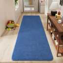 Amearea Modern Soft Hallway Runner Rug, 2x6 Feet Washable Runner Rugs for Hallway, Blue Fluffy Rug Bedroom Bedside Rugs, Non Slip Memory Foam Rug Carpet for Entrance Kitchen Living Room Decor