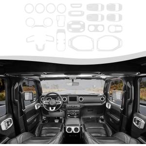 23PCS Full Set Interior Trim Kit for 2018-2023 Jeep Wrangler JL JLU & Jeep Gladiator JT,Side Outlet Door Handle Bowl Reading Light Cup Holder Cover Trim (White)