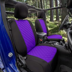 FH Group Custom Fit Car Seat Covers Specifically Made for Jeep Wrangler JL 2 Door 2018-2024 Ultraflex Neoprene Water Resistant Automotive Seat Covers - Full Set Purple
