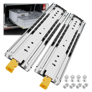 SHUHANG 1 Pair 440 lb Load Capacity Heavy Duty Locking Drawer Slides 12 14 16 18 20 22 24 26 28 30 32 34 36 38 40 44 48 52 56 60 Inch Full Extension Ball Bearing Side Mount Industrial Rails with Lock