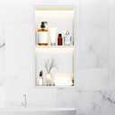 24 x 12 Inch LED Light Shower Niche Stainless Steel Niche No Tile Needed with Light Double Layer Recessed Wall Niche Insert Shower Niche Shower for Bathroom Storage(Silver)