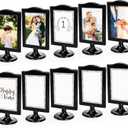 Lawei 10 Pack Double Sided Standing Picture Frames, 4x6 Inch Plastic Pedestal Photo Frame Bulk, Two Sided Vertical Picture Holder with Inserts & Base, Black Display Frame for Wedding Table Number Menu