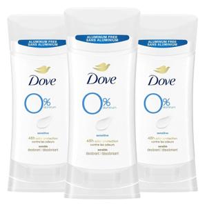 Dove Aluminum Free Deodorant for Women 3 Count Sensitive 72 hour odor protection 2.6 oz