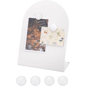 PATIKIL Magnetic Bulletin Board, Metal Magnet Board Tabletop Memo Display Easel Stand with 4 White Magnets for Home Office Kitchen Restaurant Cafe Supplies, White