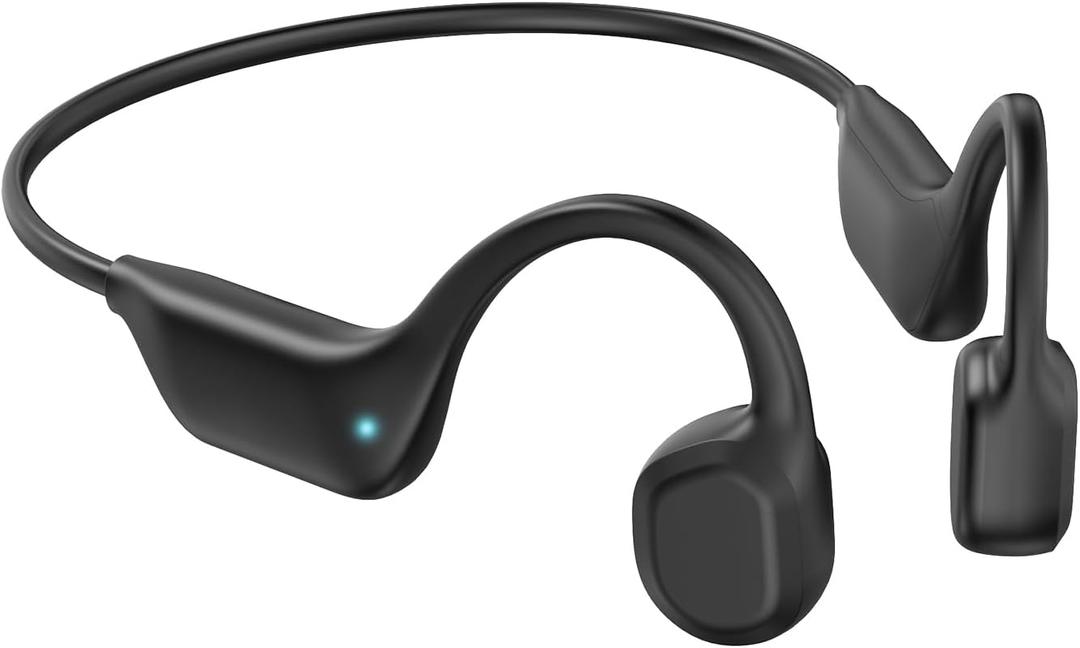 Bone Conduction Headphones, Wireless Bluetooth 5.3 Open-Ear Headphones with Mic, 10H Playtime Workout Headphones, Waterproof Sport Earphones Headset for Running, Gym, Hiking, Cycling (Black)