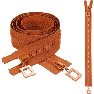 uxcell 2 Pcs Heavy Duty Zippers, #8 39 Inch Two Way Separating Zipper Large Resin Zippers Metal Zip Pull Repair Replacement for Jackets Coats Sewing, Orange