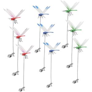 9 Pack Dragonfly Clip,3D Dragonfly Garden Stakes Decor,Fly Deterrent,Dragonfly Humming Bird Stakes,Deer and Horse Fly Deterrent,Garden Bird and Fly Scare Devices for Indoor Outdoor