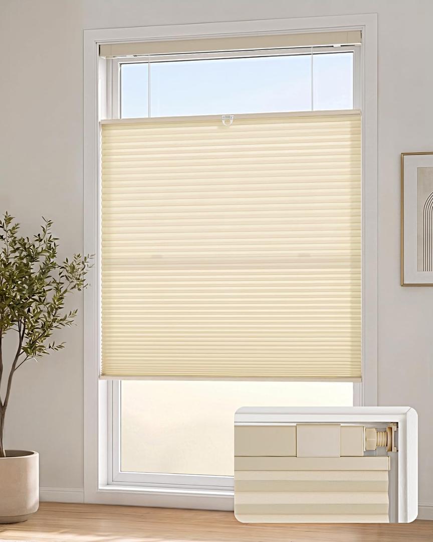 Lazblinds TDBU Cellular Shades, 27" W X 64" H, Beige
