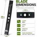 AC04029 Lawn Mower Blade Replacement for RYOBI 20-Inch 40V Brushless Mowers