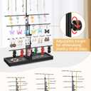 HULISEN Earring Display for Vendors, Adjustable Height Earring Display Stands for Selling, Jewelry Display for Earrings Card, Keychain, Earrings Rack Display Holder with Tray, 30 Hooks, Black