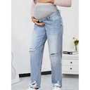 Women's Maternity Jeans Straight Leg Relaxed Fit Over Belly Pregnancy Denim Work Pants Maternity Clothes with Pockets 8