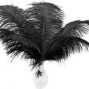 24pcs Natural Black Ostrich Feathers 10-12inch (25-30cm) for Wedding Party CenterpiecesFlower Arrangement and Home Decoration. (10-12 inch - 24Pcs)