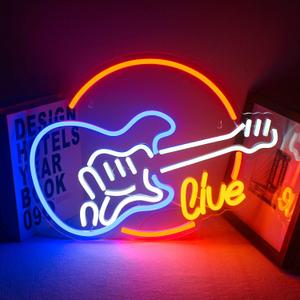 Live Music Neon Signs Guitar Shape LED Signs Music Neon Lights Game Art LED Neon Signs for Wall Decor Music Studio Neon Light Signs USB Powered Switch Lights Up Sign for Music Studio Party Lover Girl Boy(Colorful Guitar Live) (A-Colorful Guitar Live)