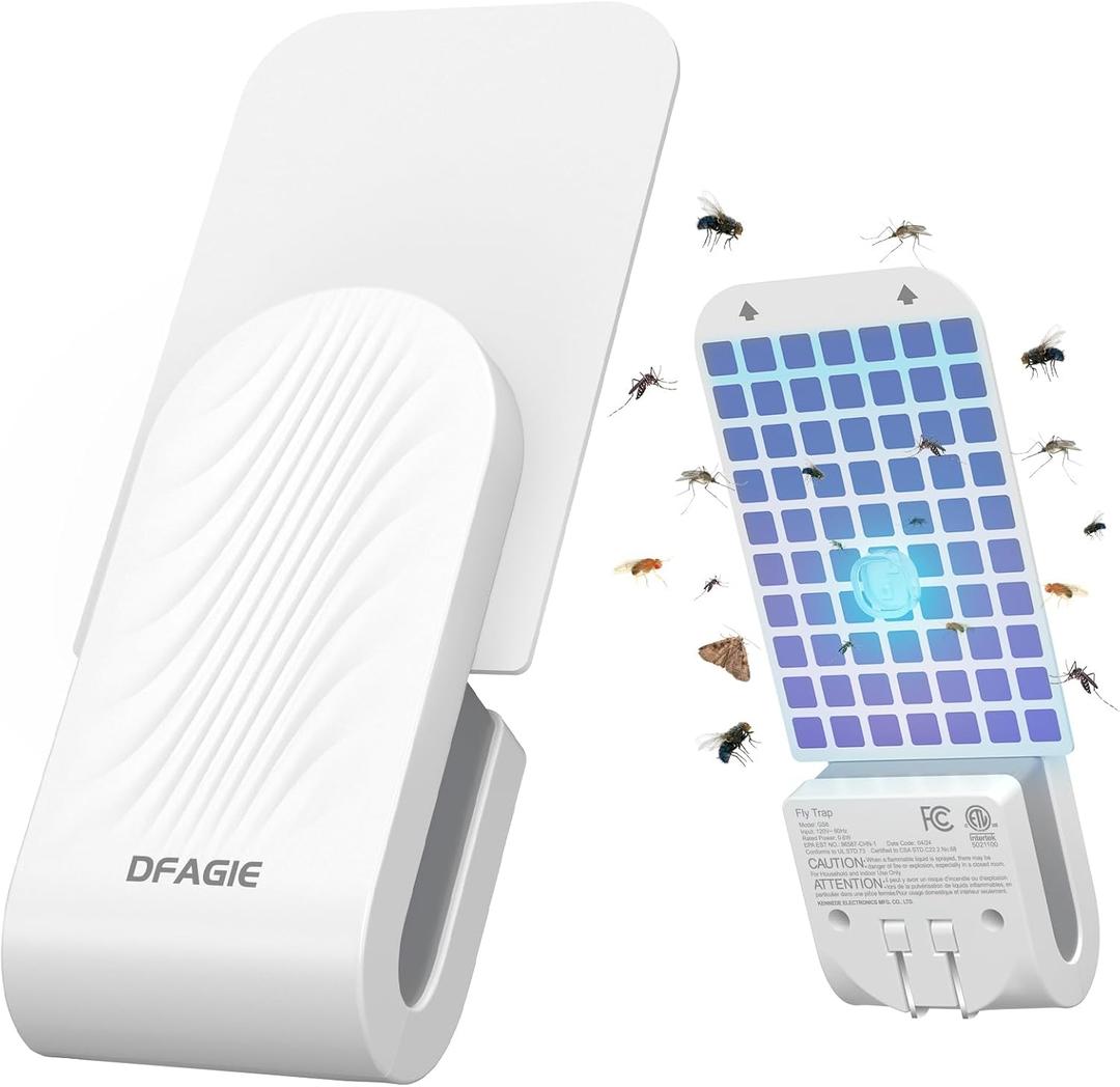 Fly Trap Indoor(1 Device + 5 Glue Cards), Fruit Fly Traps for Indoors, Plug-in Flying Insect Trap for Gnats, Mosquito, Moths, Flies for House