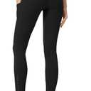AOPREL High Waisted Yoga Pants with Pockets Tummy Control Compression Leggings for Women, Running, Gym, Lounge (Black)