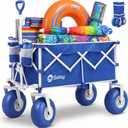 Sekey Heavy Duty Beach Wagon with 9" Big Sand-Proof Wheels 600lb Capacity, 200L Oversized Foldable Cart | Adjustable Handle & All-Terrain Tires for Sand, Camping