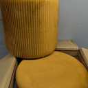 Round Set of 2 Ottoman with Storage-Upholstered Velvet Vanity Stool for Makeup Multifunctional Ottomans Coffee Table Padded Seat Foot Rest for Living Room&Bedroom (Yellow)