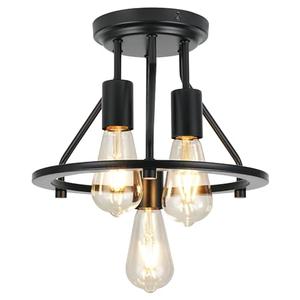 Semi Flush Mount Ceiling Light 3-Light Ceiling Light Fixtures - Black Hallway Light Fixtures Farmhouse Industrial Kitchen Light Fixtures E26 Socket Ceiling Lamp for Foyer