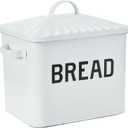 Creative Co-Op Distressed White Bread Box with Lid, 13.5" L X 8.5" W X 12" H
