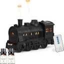 Train Diffuser 300ML Essential Oil Diffuser with 2 Essential Oils, Flame Effect Cool Mist Humidifier, Night LightRetro Train-Shaped Aroma Diffuser for Relaxation, Home Decor & Gifts