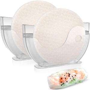 ARGCONNER Rice Paper Water Bowl Dipper, Rice Paper Water Bowl, Spring Roll Water Dipper Rice Paper Holder(2 Pack)
