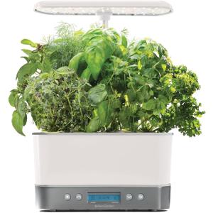 AeroGarden Harvest Elite Indoor Garden Hydroponic System with LED Grow Light and Seed Kit, Holds up to 6 Pods, White Stainless