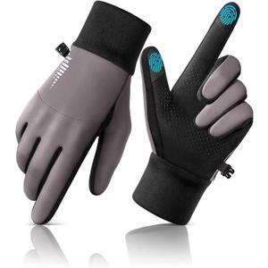 rivmount Water-Resistant Winter Gloves Touch Screen, Women Men Thermal Warm Gloves Suit for Cold Weather Running, Cycling, Hiking, Bike, Ski, Snow, Driving, Work, Outdoor Size Large, Black Gray (Grey)