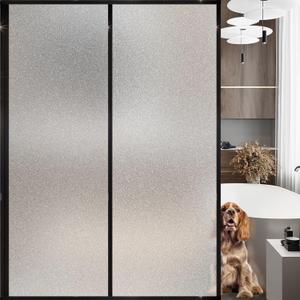 Frosted Glass Window Privacy Film Decorative, Bathroom Privacy Film for Glass Windows Cover, Static Cling, Removable, Reusable, Anti-UV, Anti-Glare, Heat Blocking,(Flash Point Pure, 45.2×157.4Inch), 45.2X157.4Inch