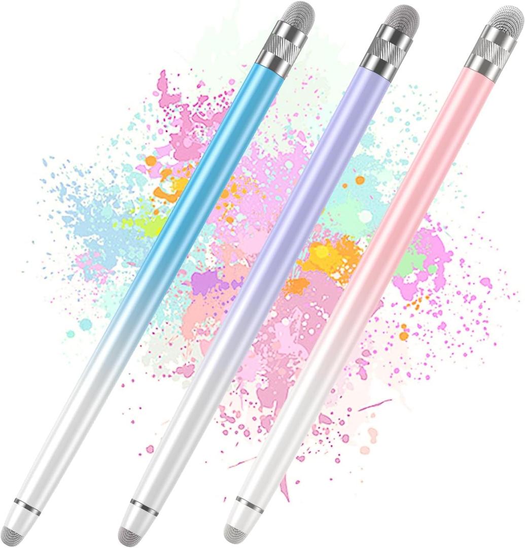 3PCS Stylus Pens for Touch Screens, Stylus Pen for iPhone/ iPad/ Tablet Android/ Microsoft/ Surface, Compatible with Touch Screens(Purple/ Pink/ Blue)