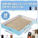 Roshtia 30 Pcs Disposable Cat Litter Box Foldable Paper Kitty Tray 13.8 x 10 x 2 Inch Portable Kitten Boxes Low Entry Waterproof Lightweight Cardboard(Meow,Blue)