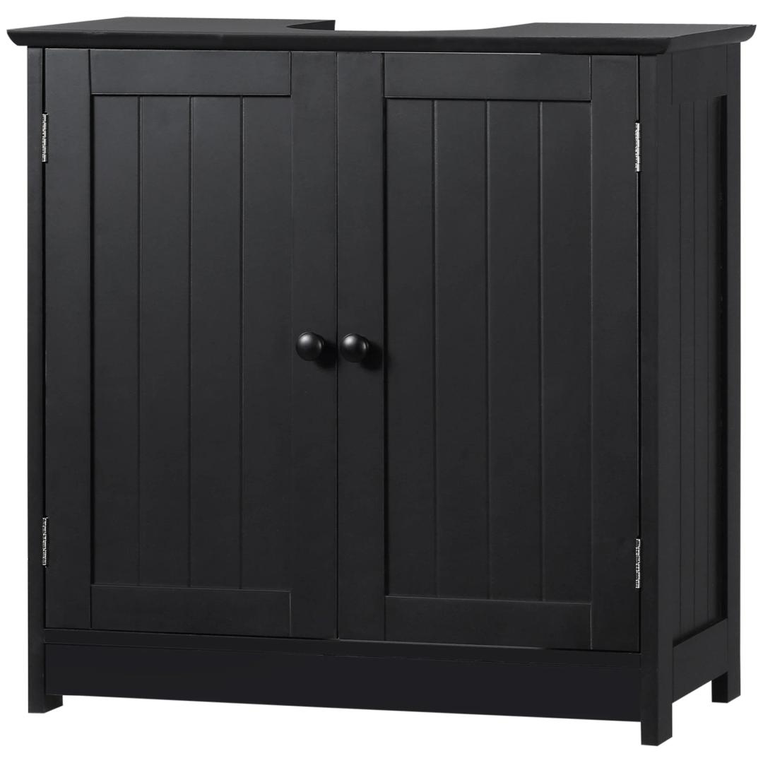 Bonnlo Pedestal Sink Storage Cabinet with 2 Doors Traditional Under Sink Cabinet Bathroom Space Saver Organizer with Adjustable Shelf Black23 5/8" W x 11 7/16" D x 23 5/8" H