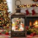 Christmas Snow Globes Lantern Christmas Snow Globe with Music Snowman and Christmas Tree,6H Timer,USB Lined/Battery Operated Lighted Lantern for Christmas Festival Decoration Gifts (10.3" Snowman & Xmas Tree)