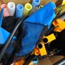 55 Trampoline for Kids - Toddler Trampoline with Adjustable Gymnastic Bar, Indoor/Outdoor Enclosure Net, No-Gap Safe Design, Up to 220 lbs, Gift for Boys & Girls (Stainless Steel, blue green)