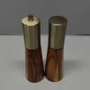 Salt and Pepper Grinder Set,Stainless Steel Manual Salt and Pepper Mill,Adjustable Thickness,Suitable For Kitchen,Barbecue,Picnic,2 Packs (7 inch, golden wood)