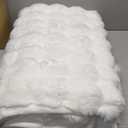 Ghouse Faux Fur Throw Blanket for Couch, Soft Fluffy Bubble Blanket, Double-Sided Faux Rabbit Fur Throw for Sofa,, White 50 x 60 Inches, 860 GSM