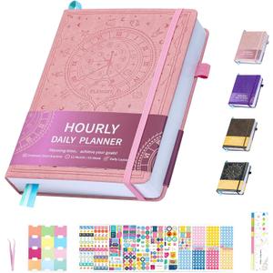 Undated 12 Month Planner Hardcover (5.5x8.5") - Weekly & Monthly Academic Life Organizer, Productivity Journal, Thick Paper, Sticker, Bookmark, Pen Loop(Pink)