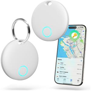 Air Tracker Tags-2 Pack [Apple MFi Certified] (iOS Only), Smart Bluetooth Tracker, Compatible with Apple Find My, Item Locator for Keys, Luggage, Wallet, Suitcase, Bags, IP67 Waterproof (White)