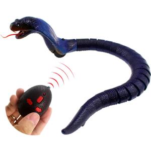 Snake Infrared Remote Control Cobra Fake Realistic Naja Animal Crawling Vehicle Scary Trick Kids Halloween Christmas Prank Toys Birthday Gifts (Blue)