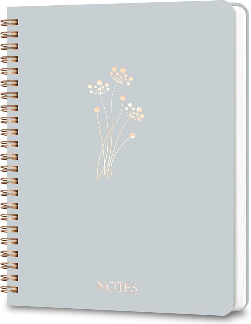 Lined Spiral Journal Notebook for Men & Women, 6.25" x 8.26", 160 Pages, College Ruled Journaling Notebooks for Work & Note Taking, Cyan