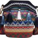 IAMUHI Lovely Small Straw Bucket Phone Purse Handwoven Bohemian Fringed Crossbody Beach Bag Mini Hobo Handbags for Women/Girls,Black