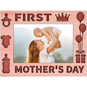PETCEE First Mother's Day Picture Frame for First Time Mom - Wooden 1st Mothers Day Frame Gifts for New Mom Expecting Mothers & New Parents Nursery Decor Newborn Baby Shower Presents