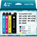 Remanufactured Ink Cartridges for Epson 802XL Ink Cartridges for T802 T802XL High Yield for Epson Workforce Pro WF-4740 WF-4720 WF-4734 WF-4730 EC-4020 EC-4030 EC-4040 (4 Pack)