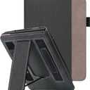 WALNEW Stand Case for 7-inch Kindle Paperwhite 12th Generation (2024 Released) and Kindle Colorsoft Signature Edition, Two Hand Straps Shell PU Leather Cover with Auto-Wake/Sleep (Black)