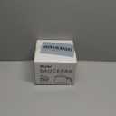 2.5 Quart Non-stick Ceramic Sauce Pan with Lid, Small Milk Pots for Cooking with Pour Spout, Aluminum stock Pot Wood Handle for kitchen, PFAS-Free, White