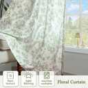 Vangao Linen Floral Curtains for Living Room 63 Inch Length Farmhouse Sage Green Bedroom Back Tab Light Filtering Toile Bird Printed Rod Pocket Window Treatments 2 Panels